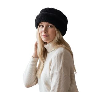 Vintage Betmar New York Luxe Black Faux Fur Winter Cloche Style Hat